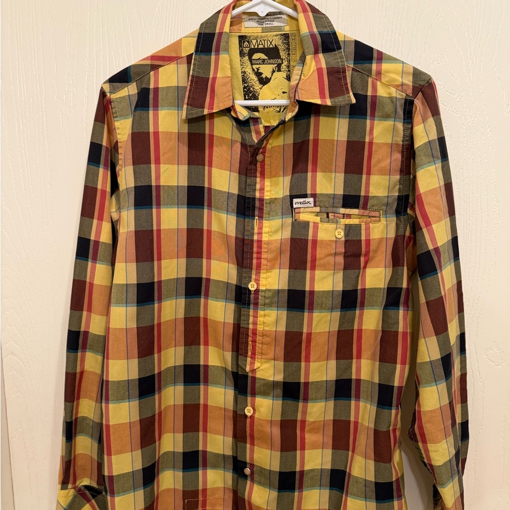 Matix Yellow and Red Plaid Men's Shirt
